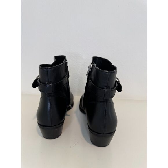 Coach Dylan Black Leather Horse-And-Carriage Ankle Booties Size 10 - Picture 4 of 10